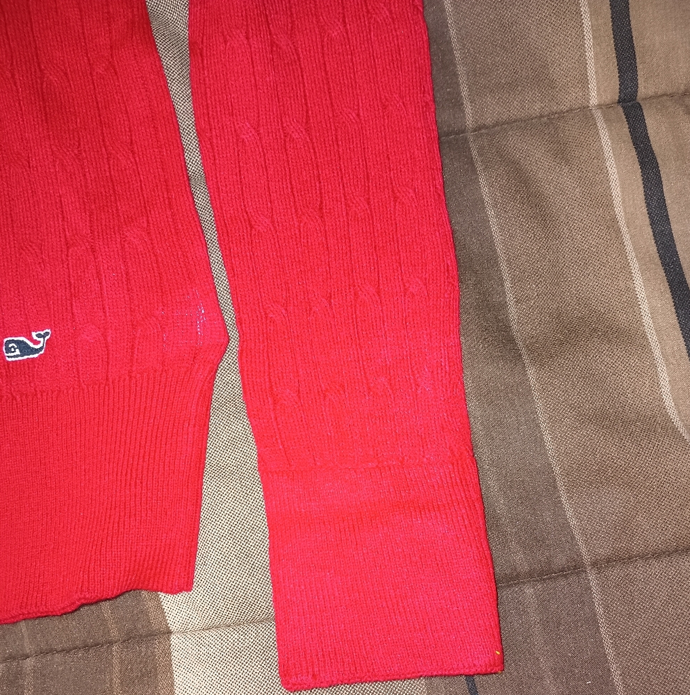 Vineyard Vines Red Cable Knit Crewneck Sweater XS - Picture 9 of 12